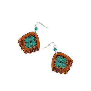 Prairie Blossom Hand-tooled Leather Earrings